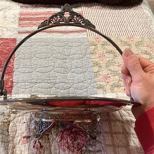 Antique Pairpoint quadruple silver plate 1203 bridal footed basket